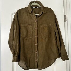 ZARA Safari Green Linen Shirt